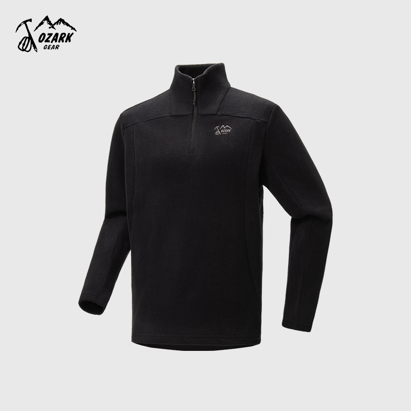 半拉链透气舒适保暖抓绒衣男款