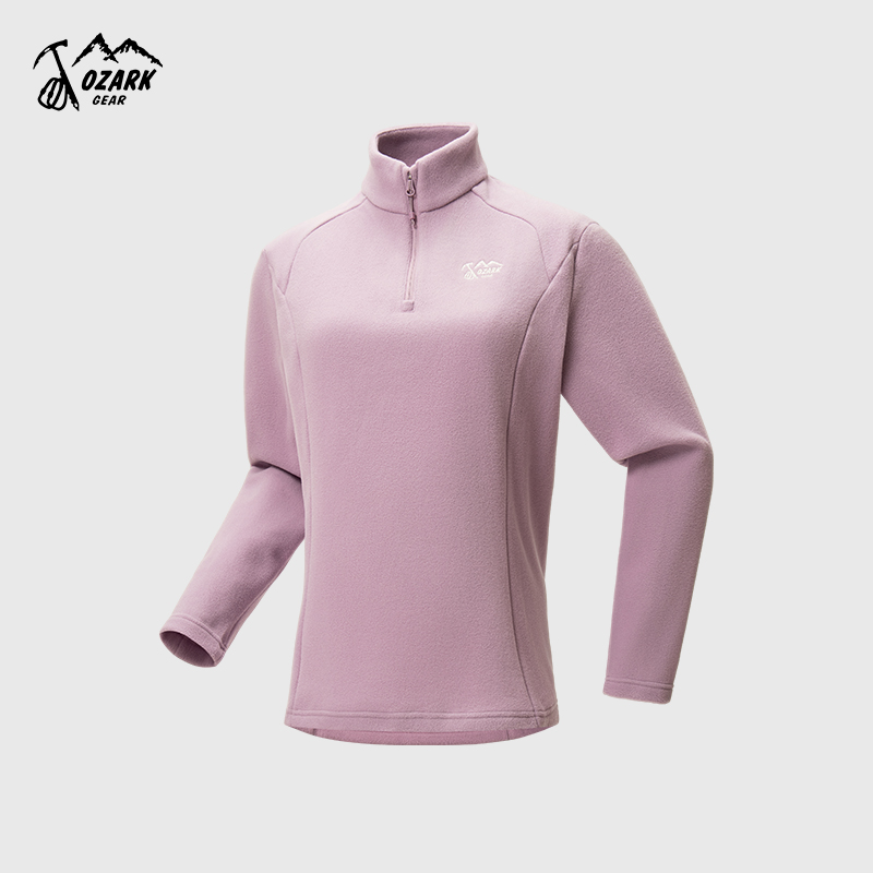 半拉链透气舒适保暖抓绒衣女款