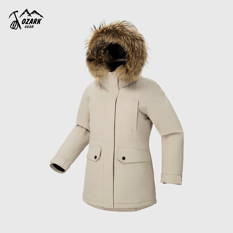 750蓬鹅绒防风户外保暖派克羽绒服女款