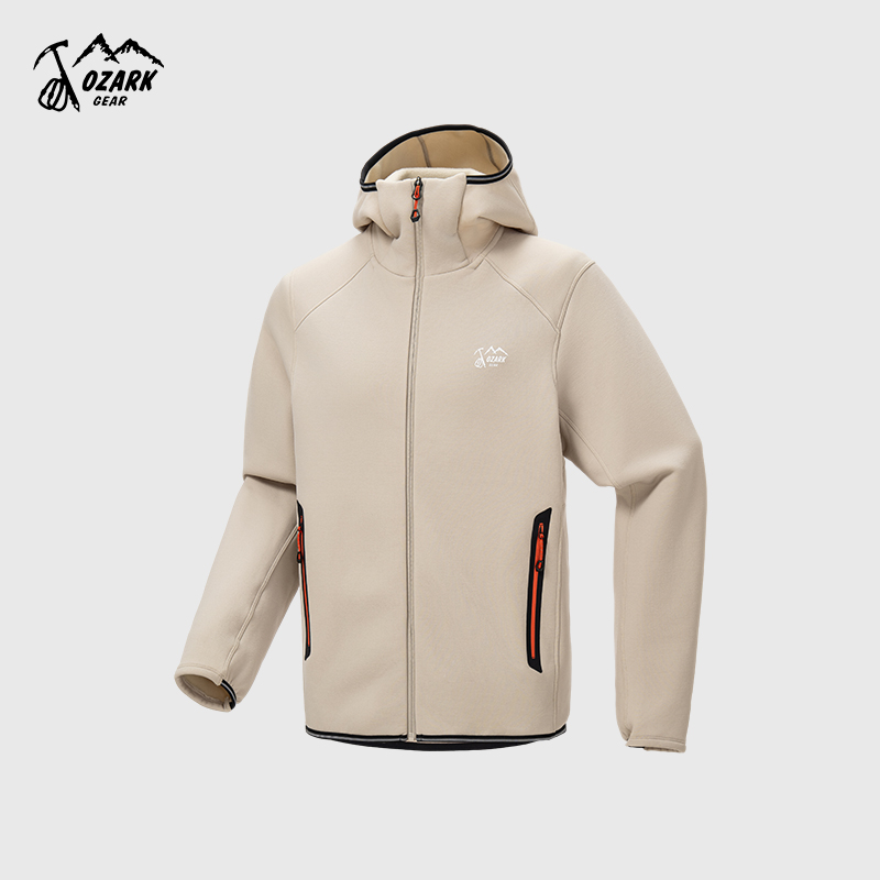 防风保暖百搭连帽抓绒开衫夹克男款