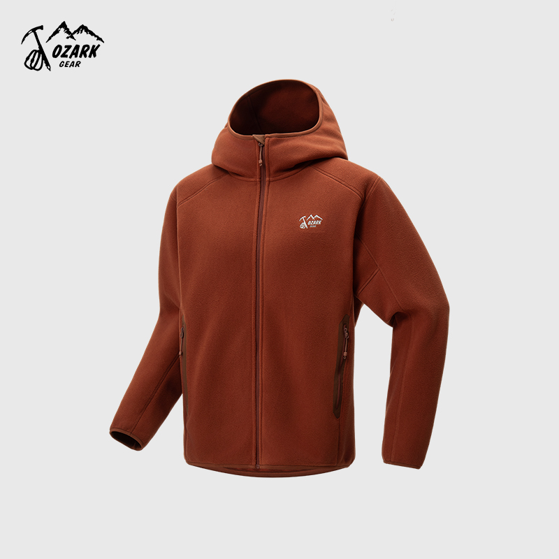 连帽抓绒开衫夹克