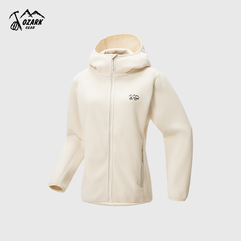 连帽抓绒开衫夹克