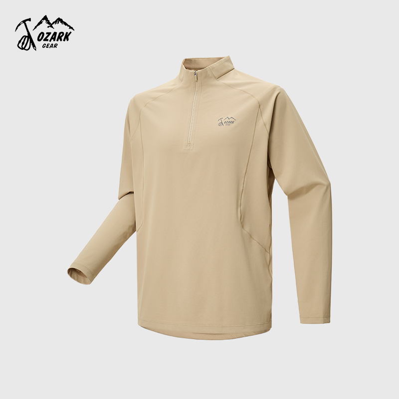 半拉链透气舒适长袖T恤